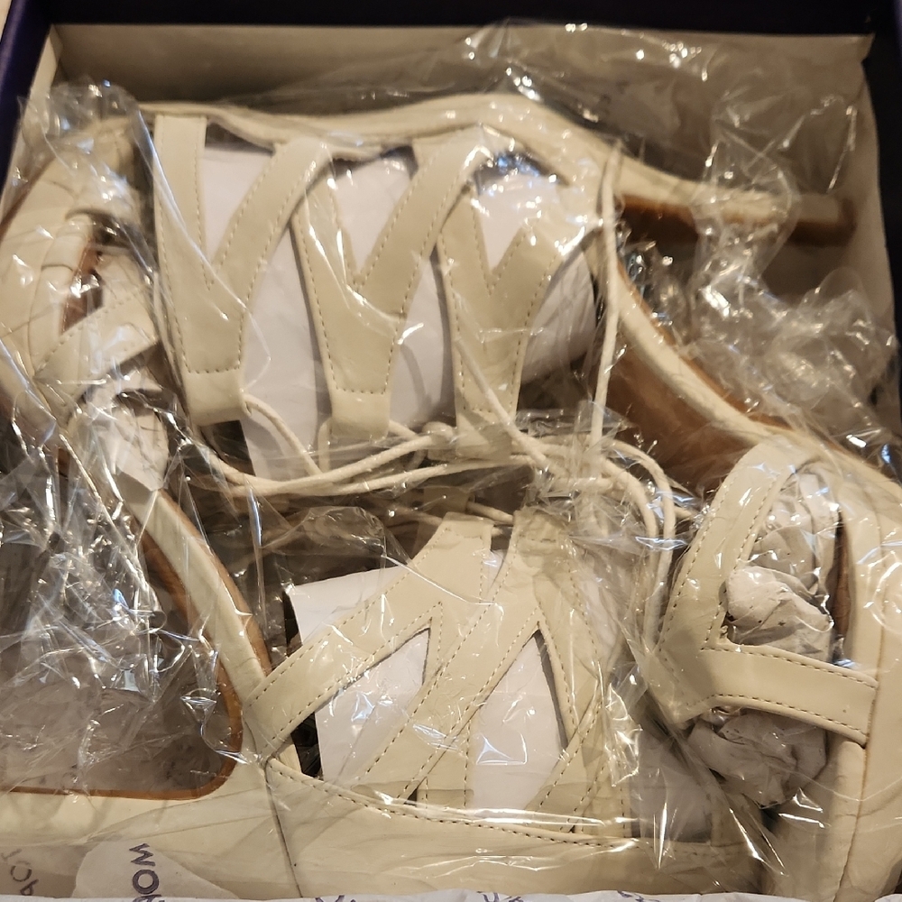 TOP Moda Cream Strappy Heels